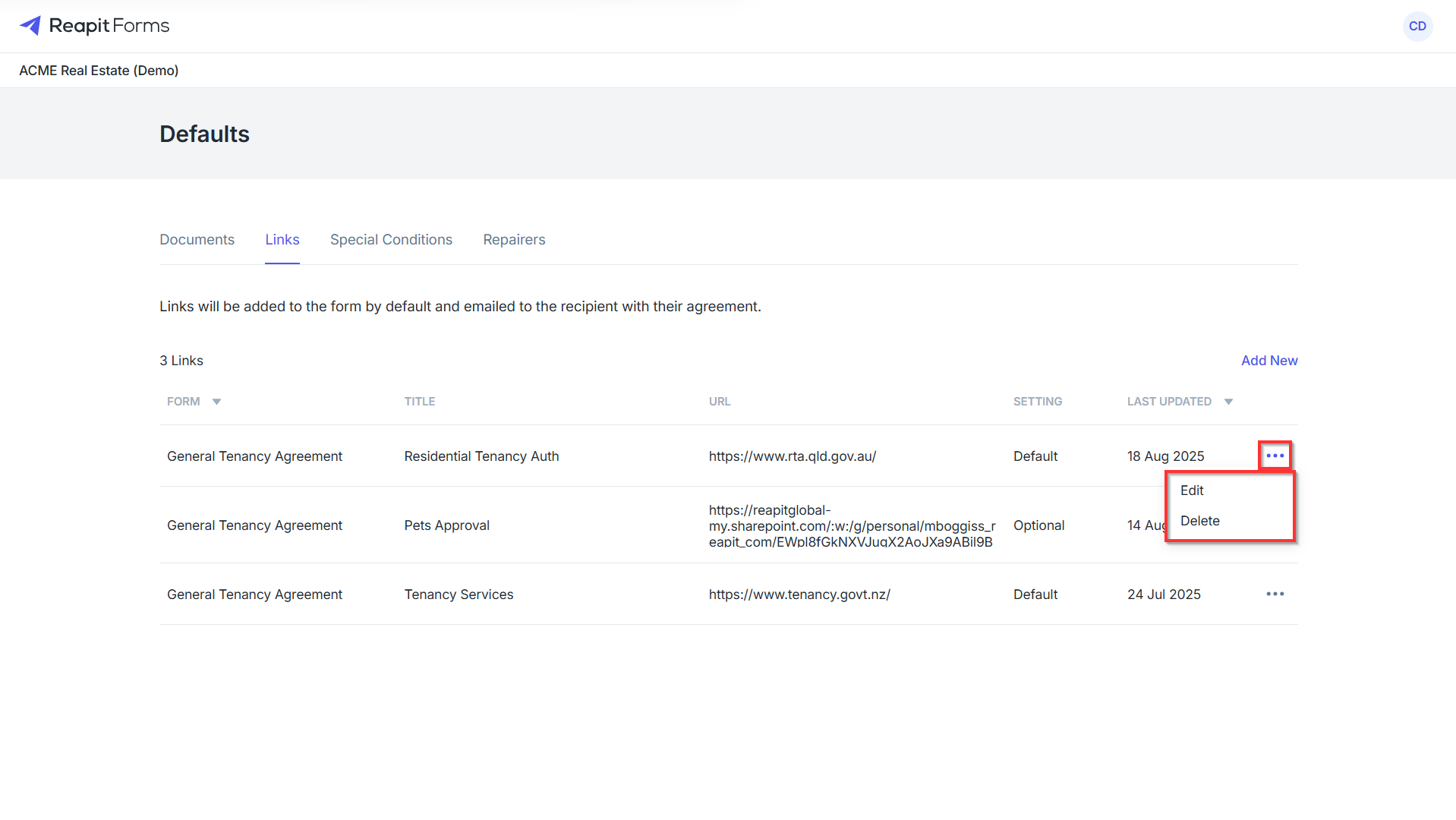 Setting up Agency Defaults in Reapit Forms