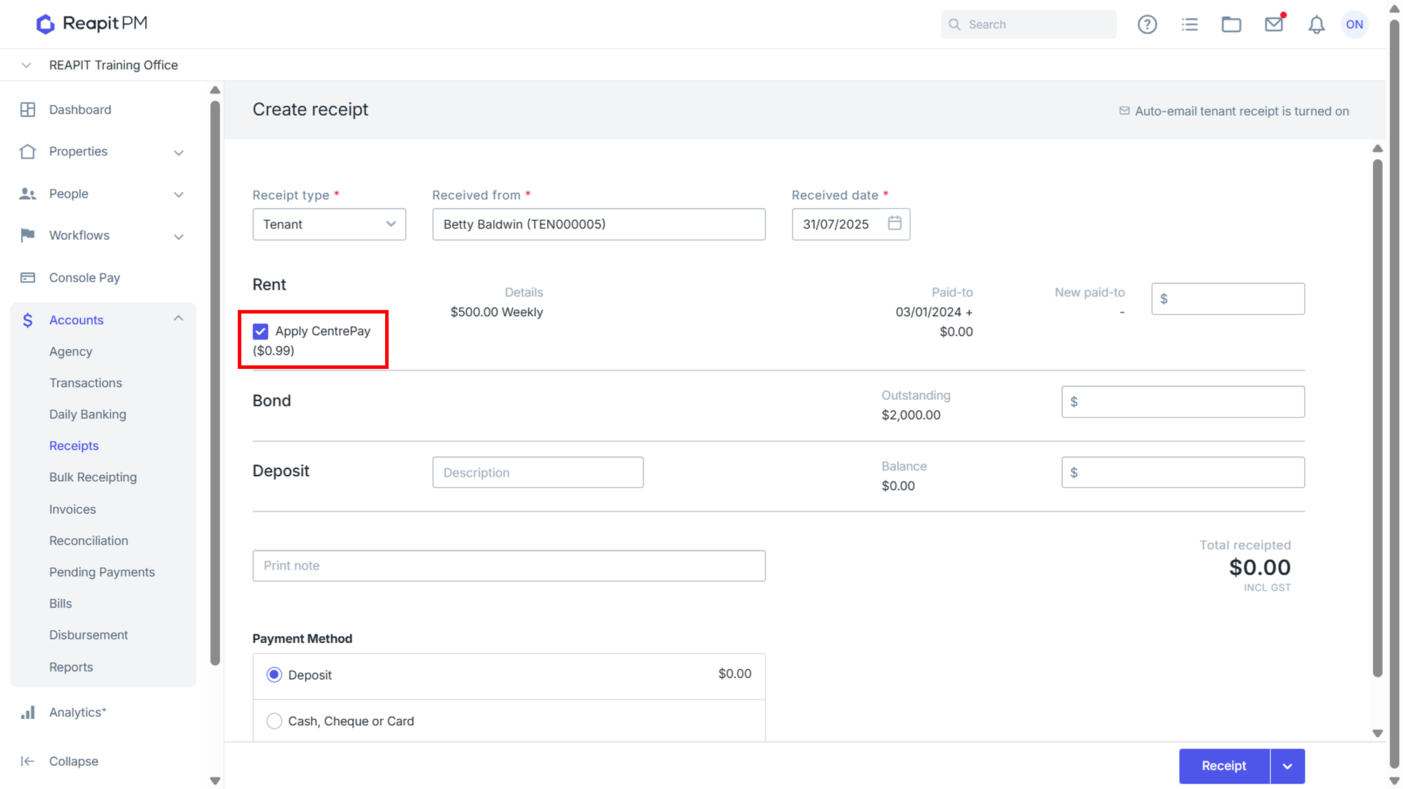 Managing CentrePay