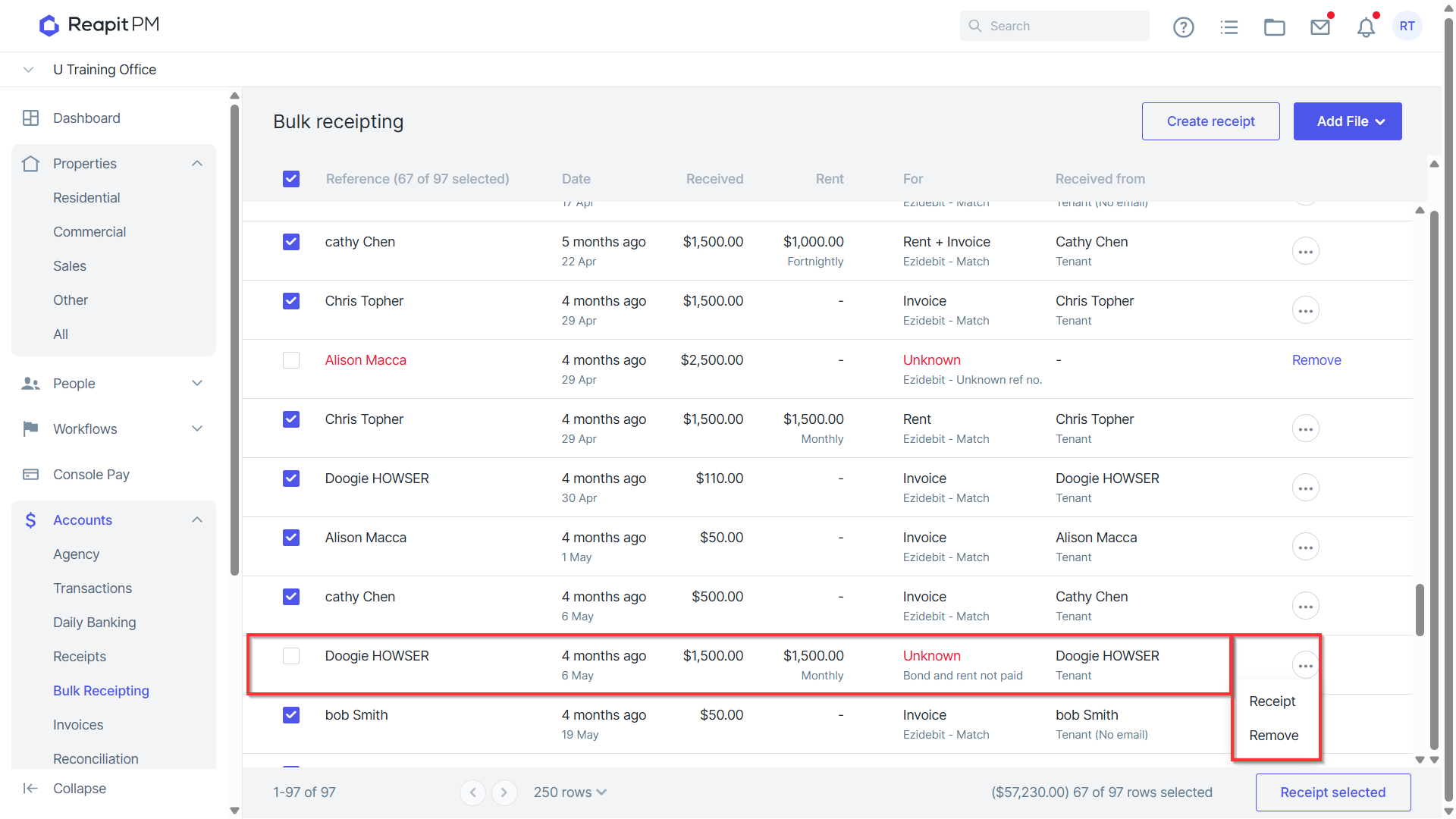 Console Pay: Bulk Receipting