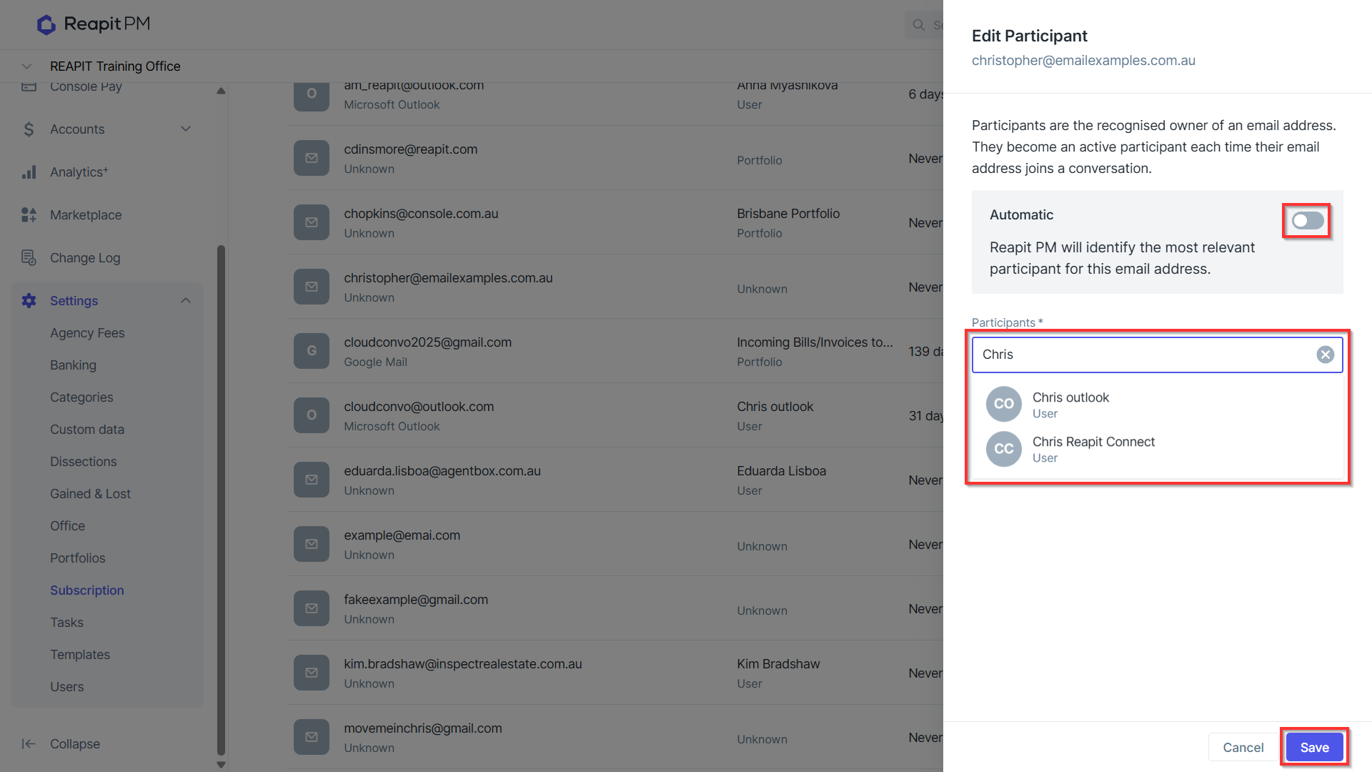 Conversations - Shared Emails, Updating or Changing Email Participants