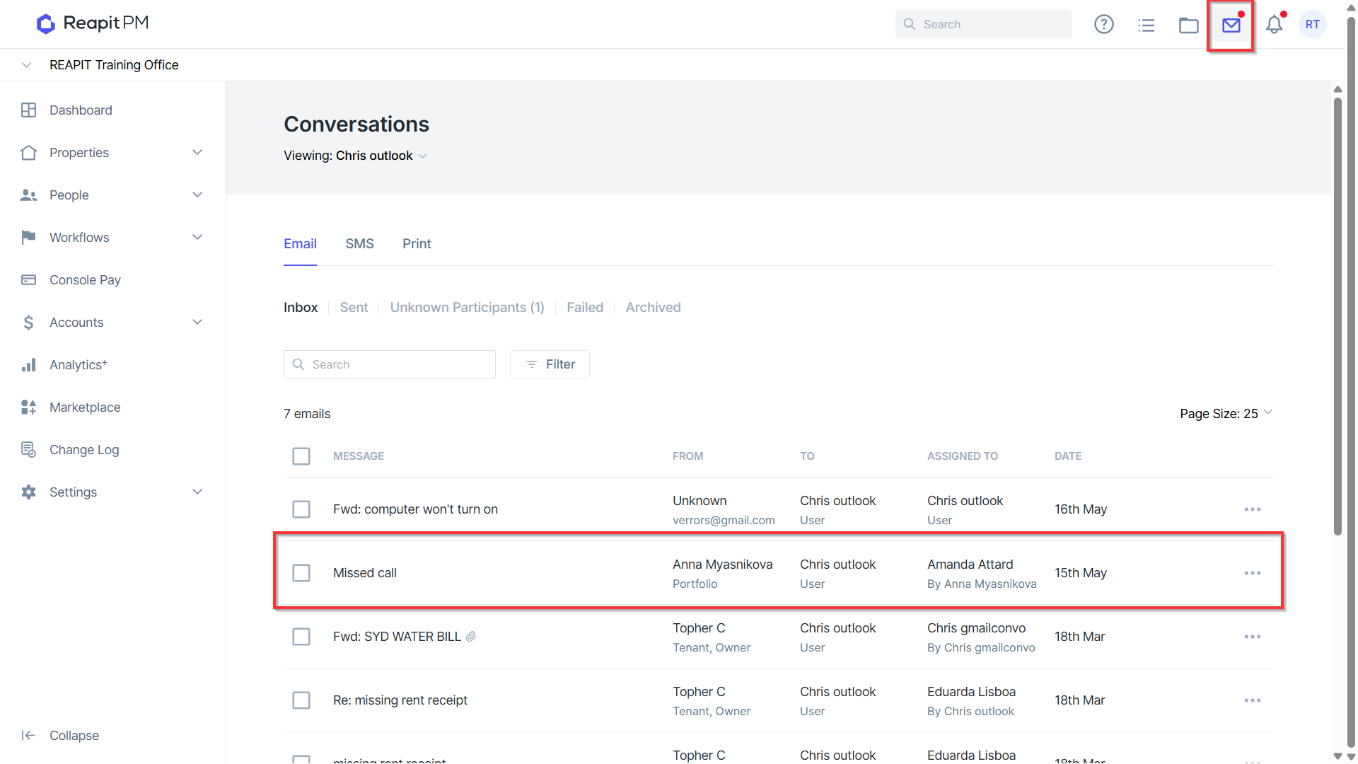 Conversations – Updating Assigned Users on Emails