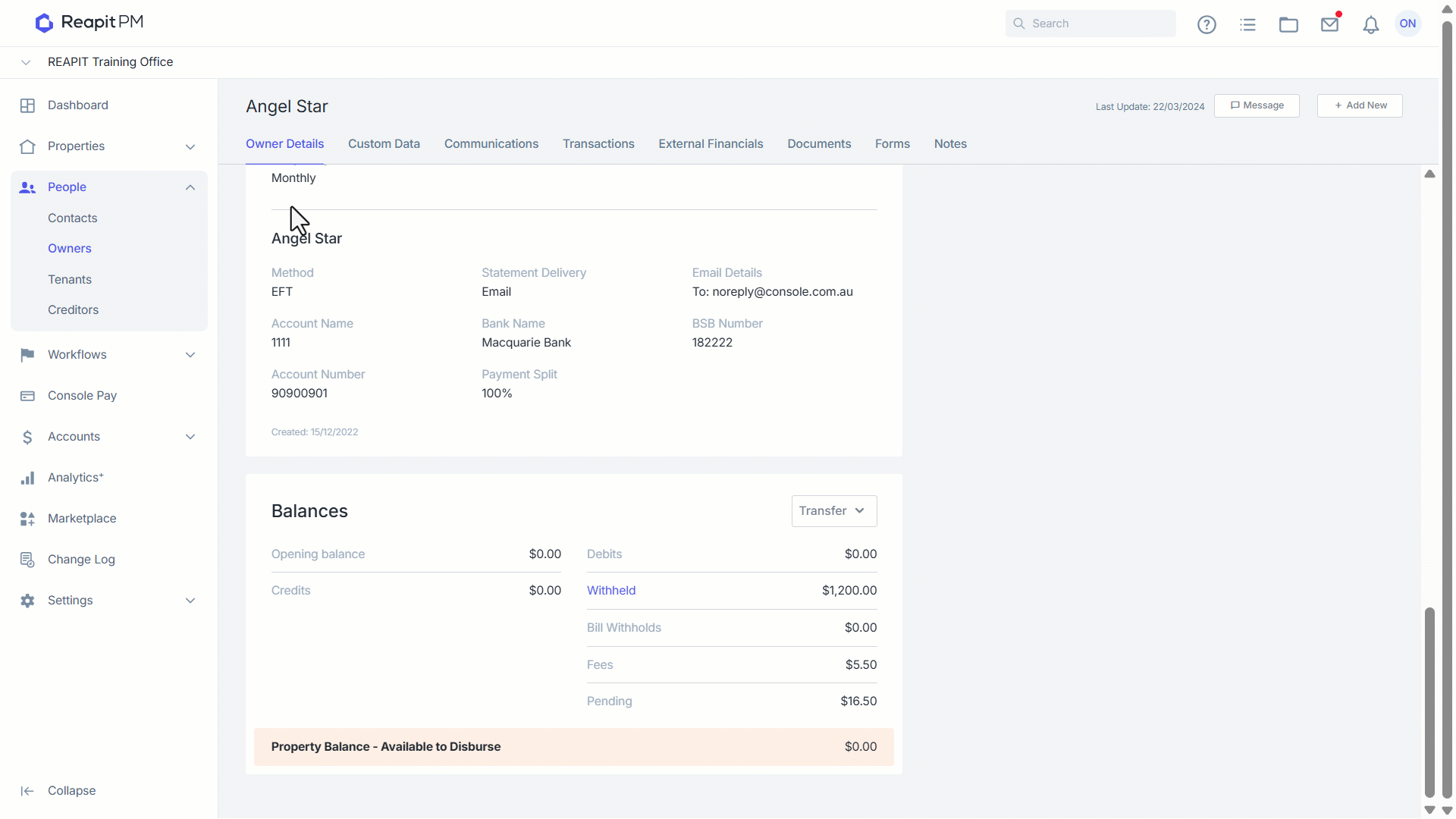 Withholding Funds from an Owner in Cloud