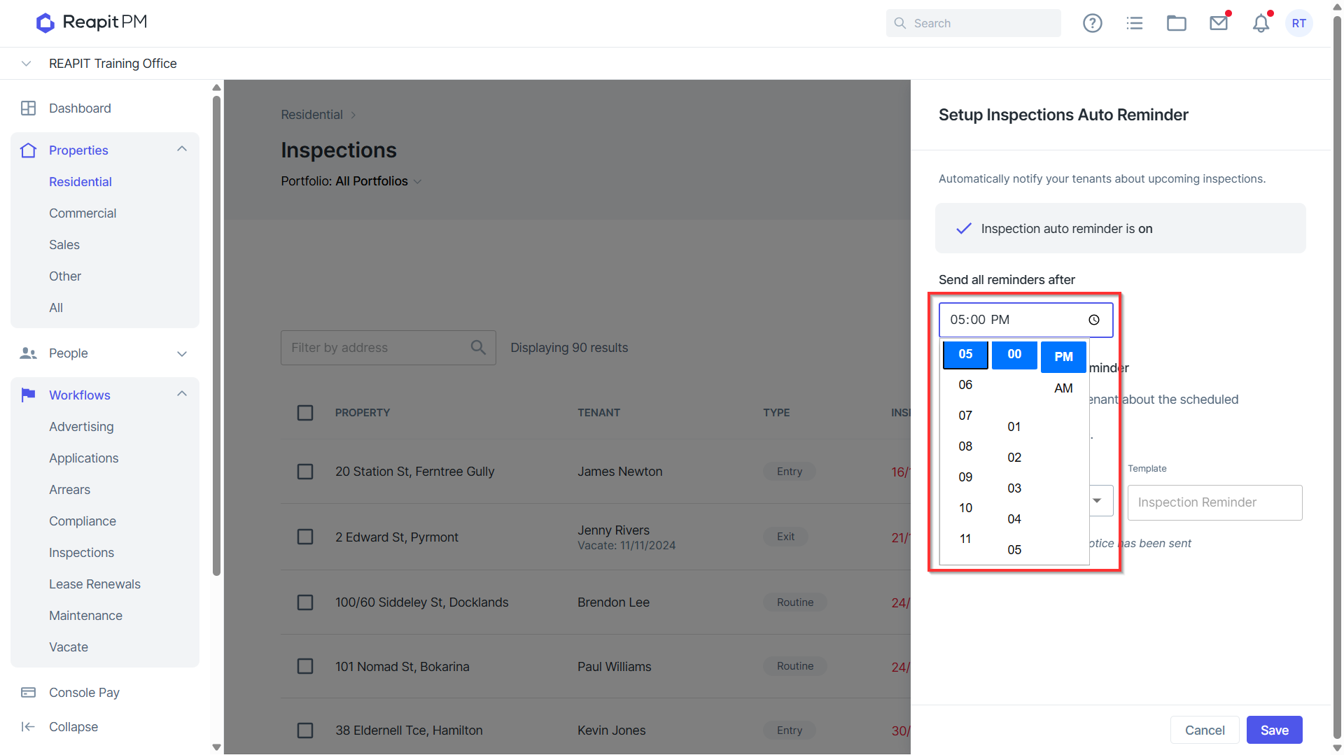 Configuring Auto Reminders for Inspections