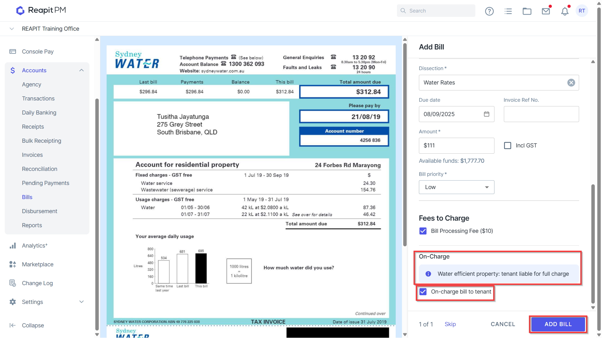 Setting up and Creating Tenant Water Invoices via On-Charging