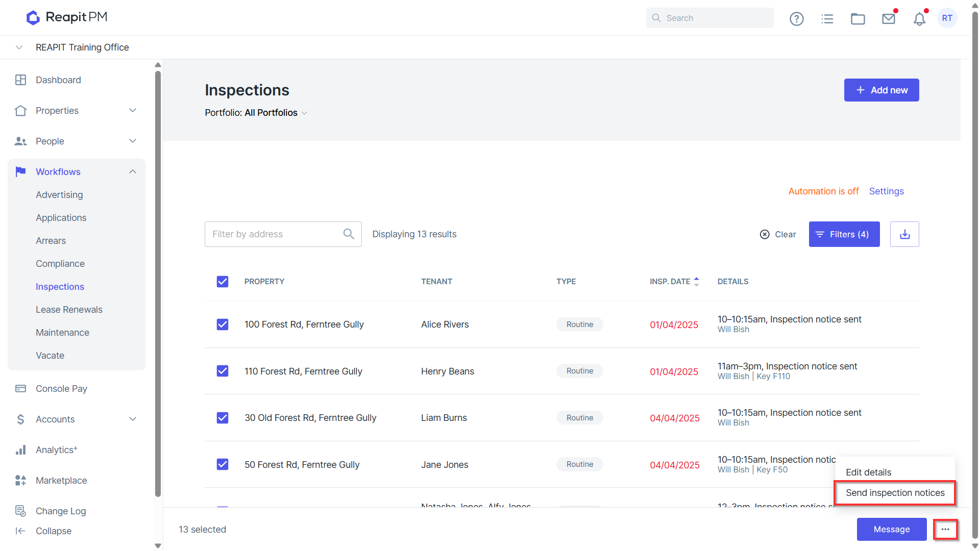 Creating and Managing Inspections