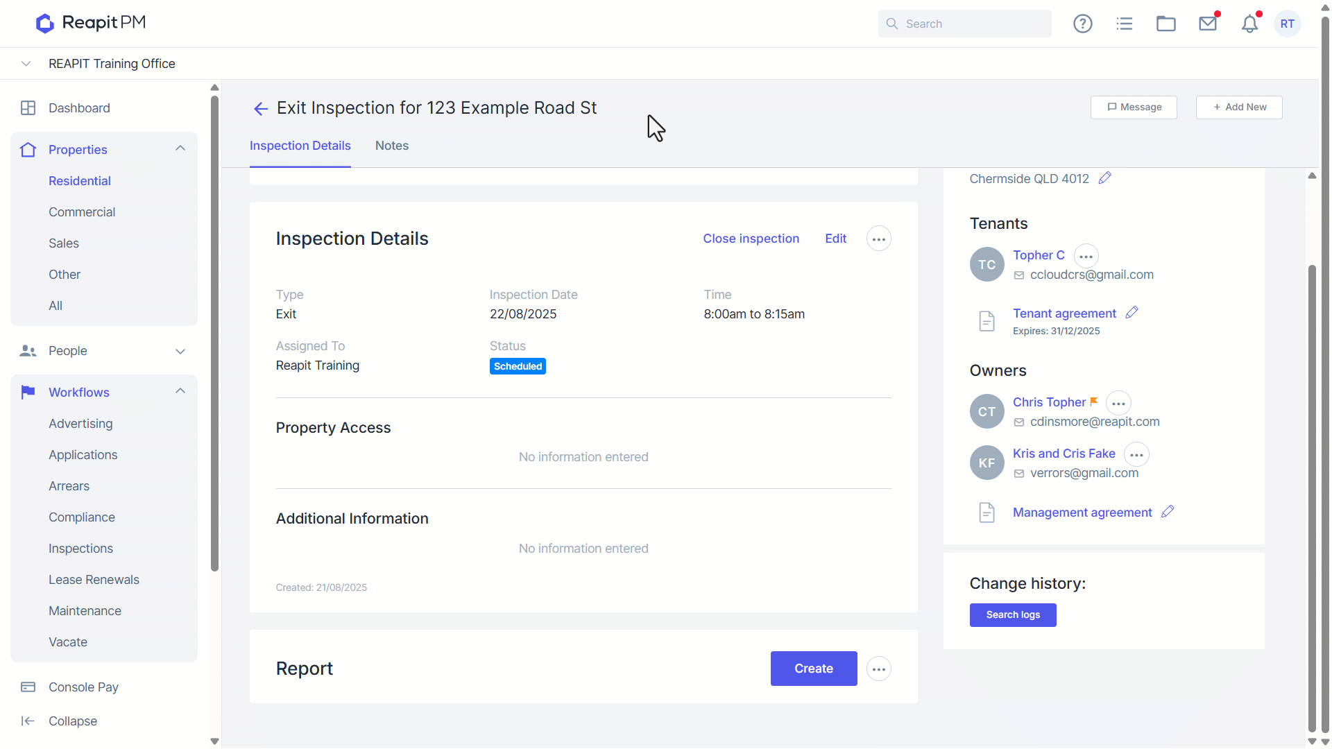 Creating and Sending Inspection Reports