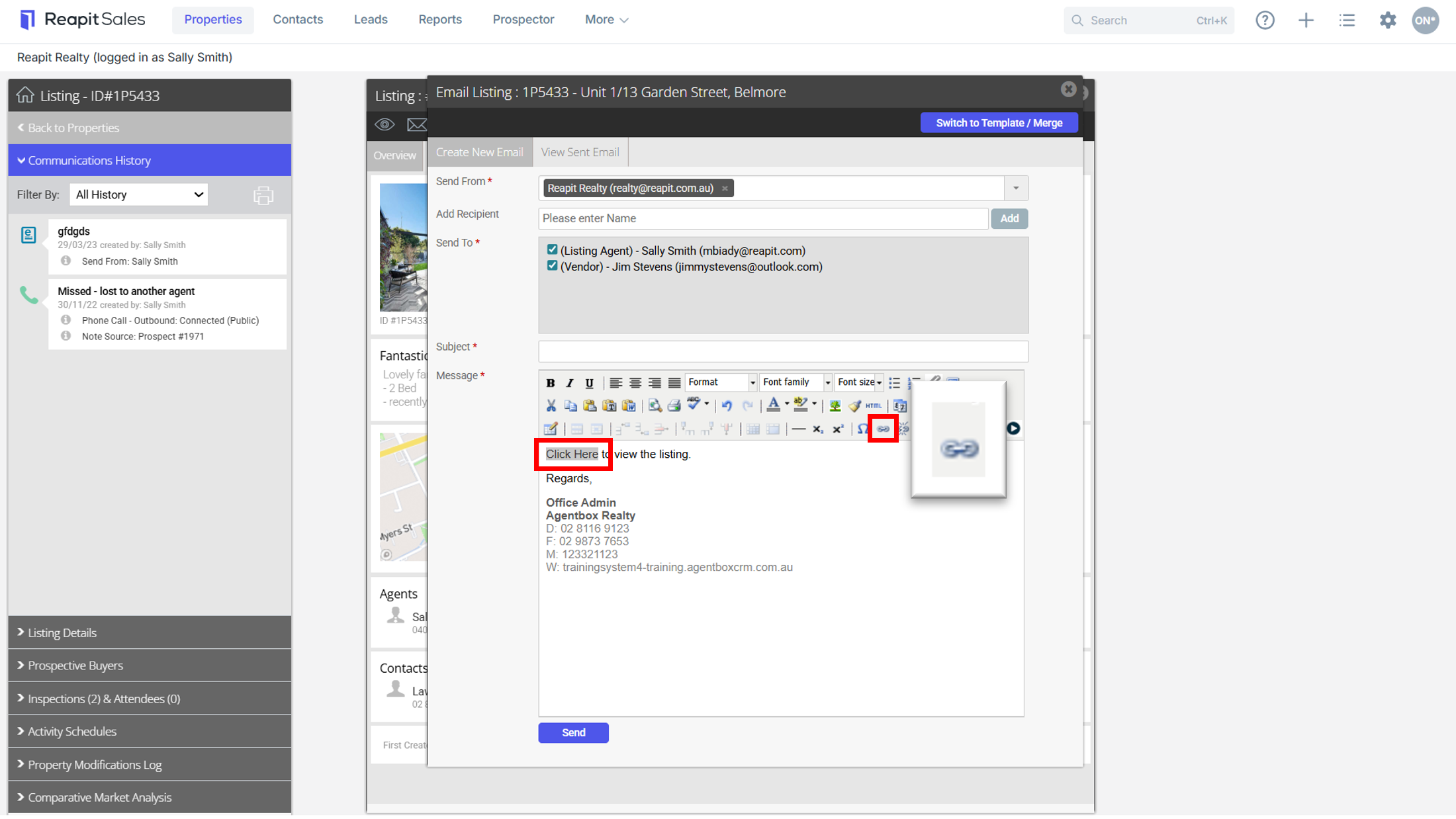 How to insert a link in an email or email template
