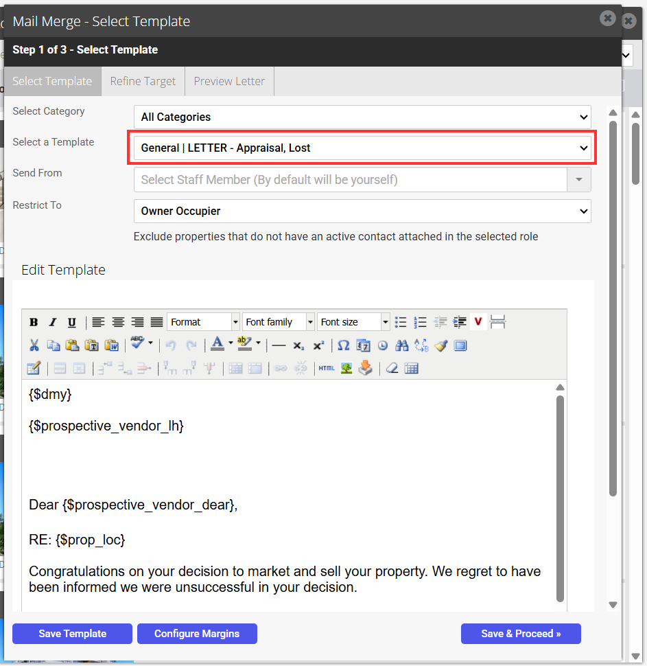 Conduct a Mail Merge to Properties