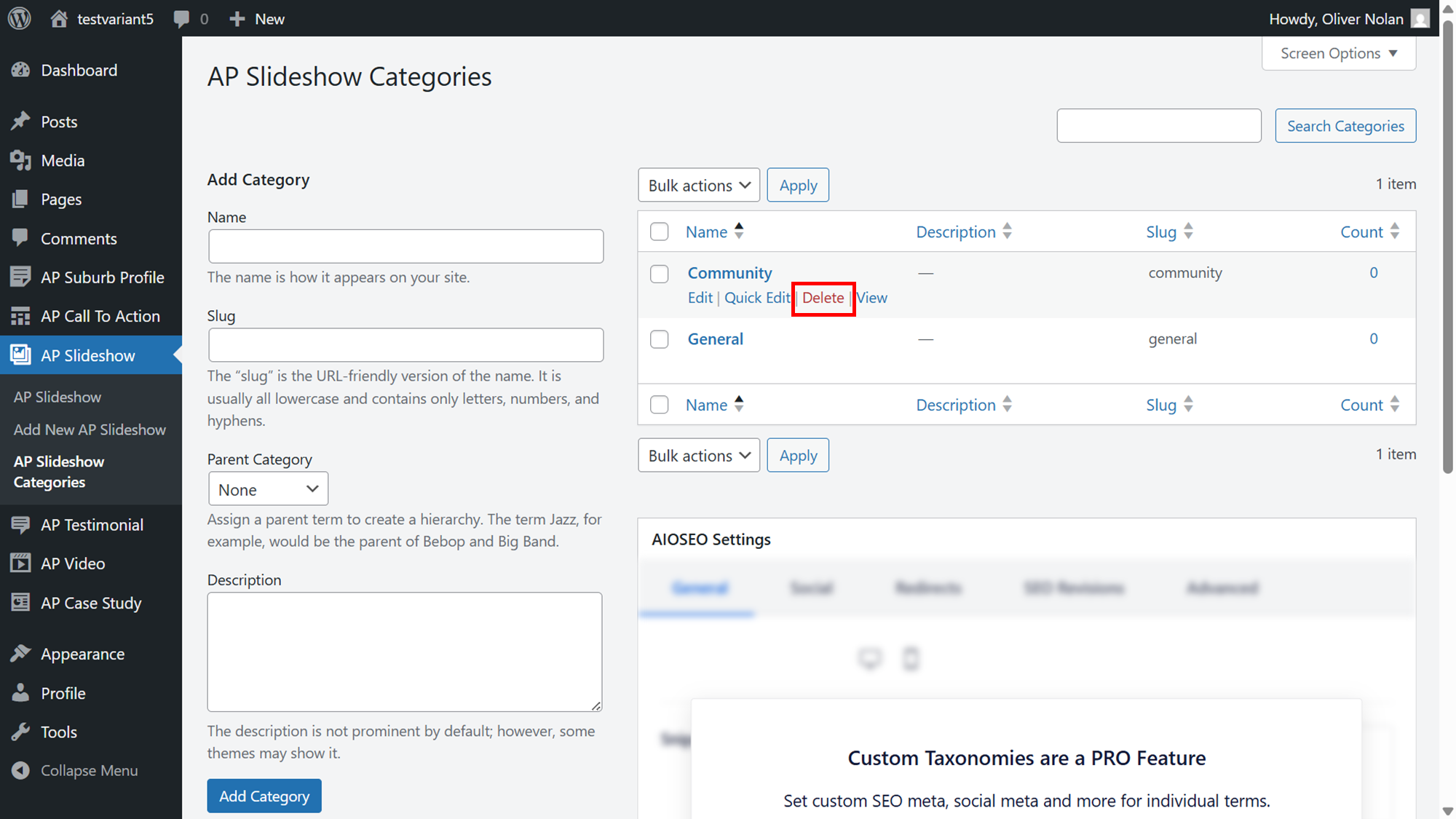 Adding and Understanding Slideshows Categories