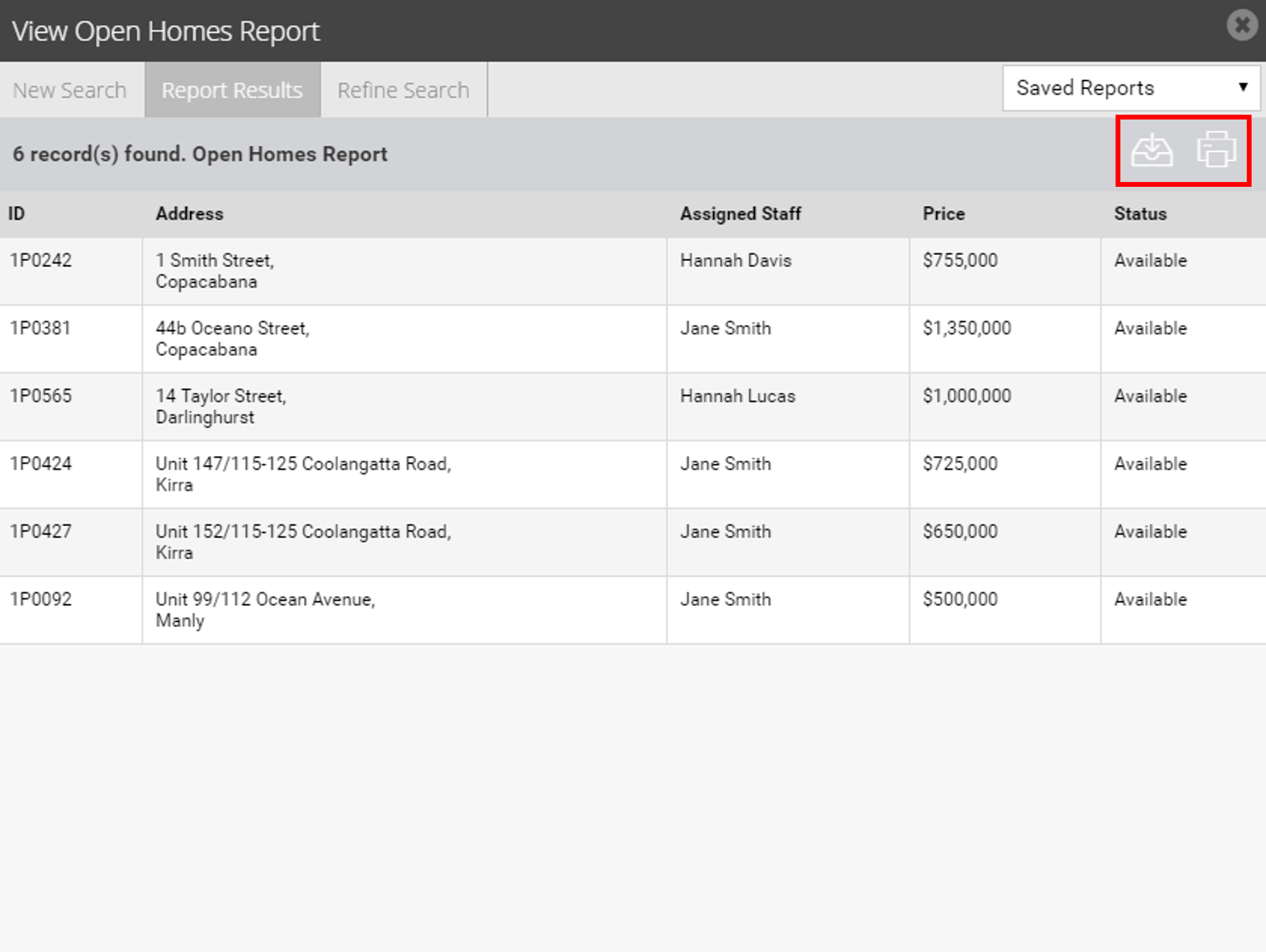 Print an Open Home Report