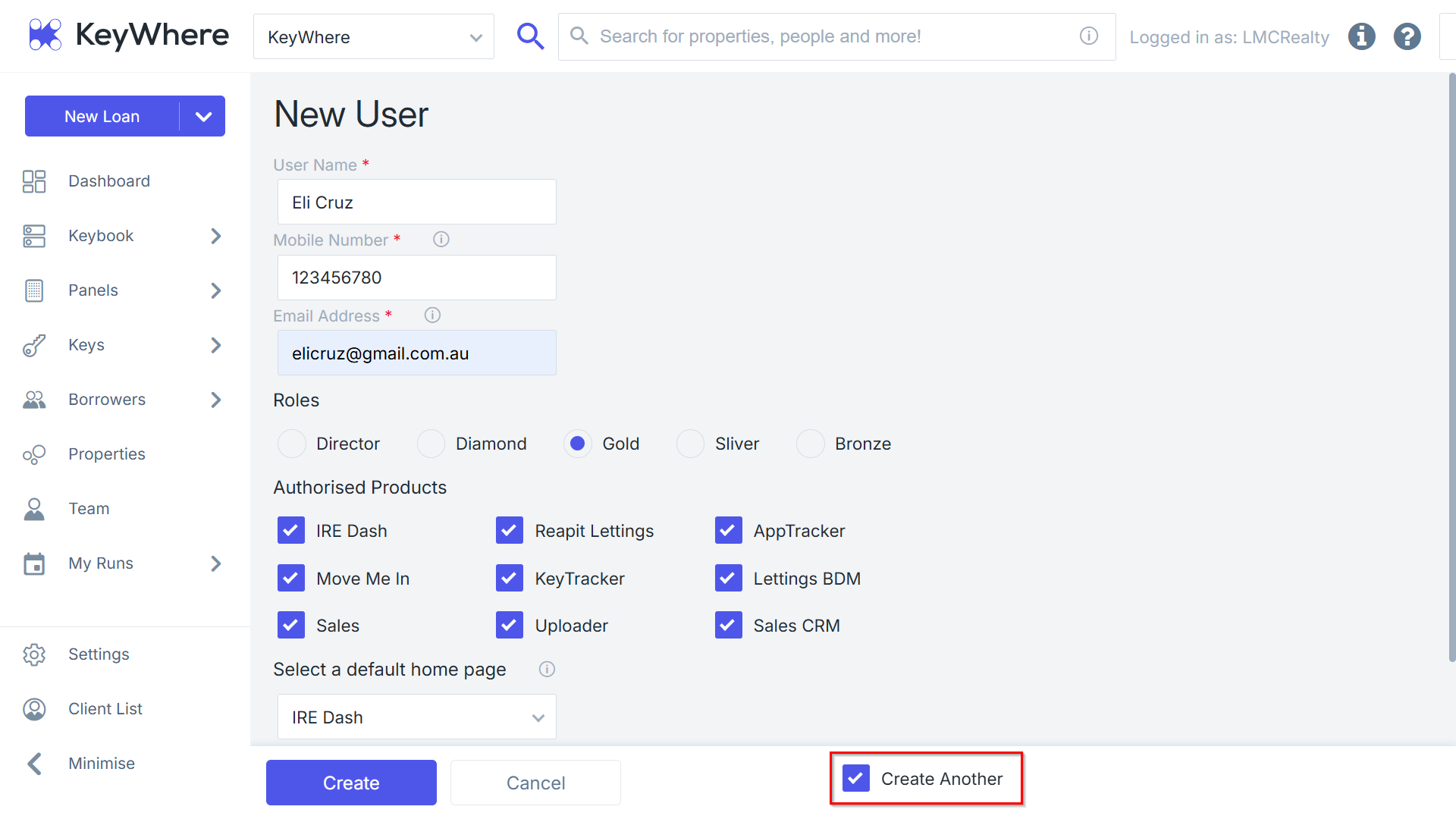 User Settings and Adding a User in KeyWhere