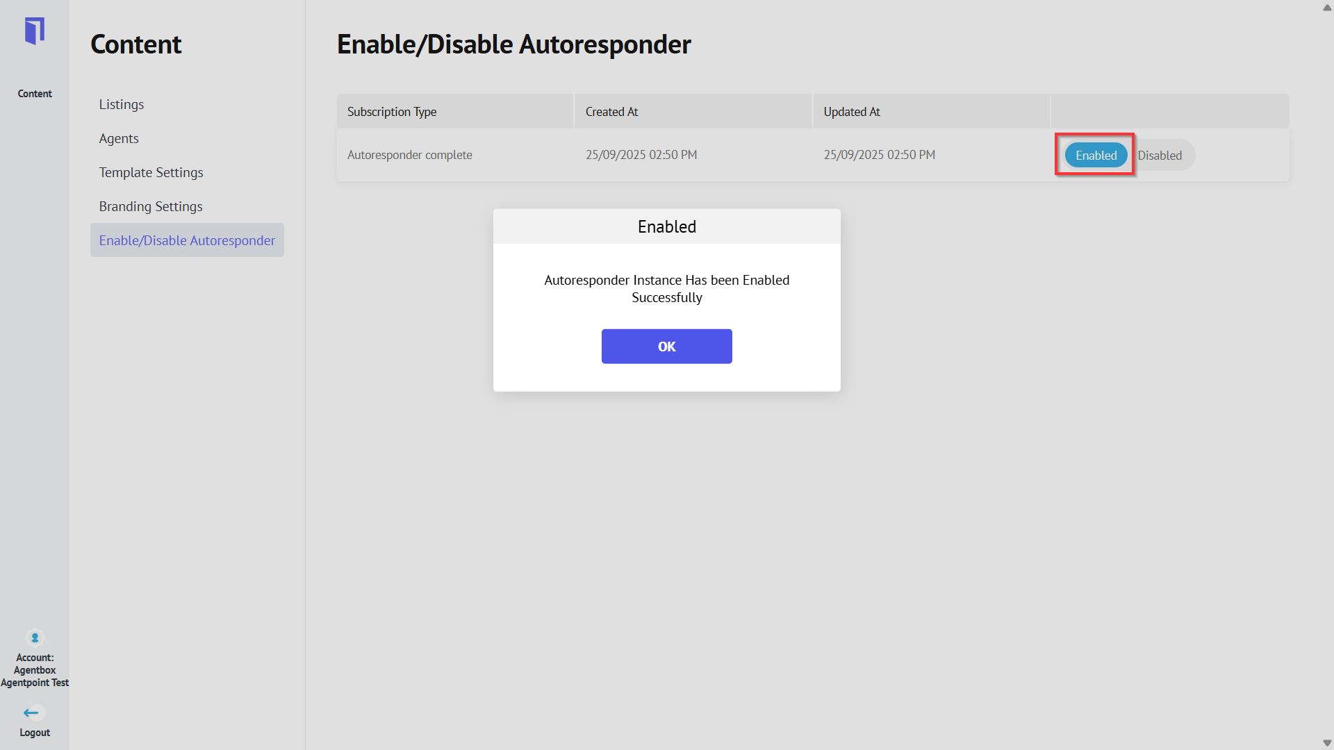 Enable / Disable Autoresponder