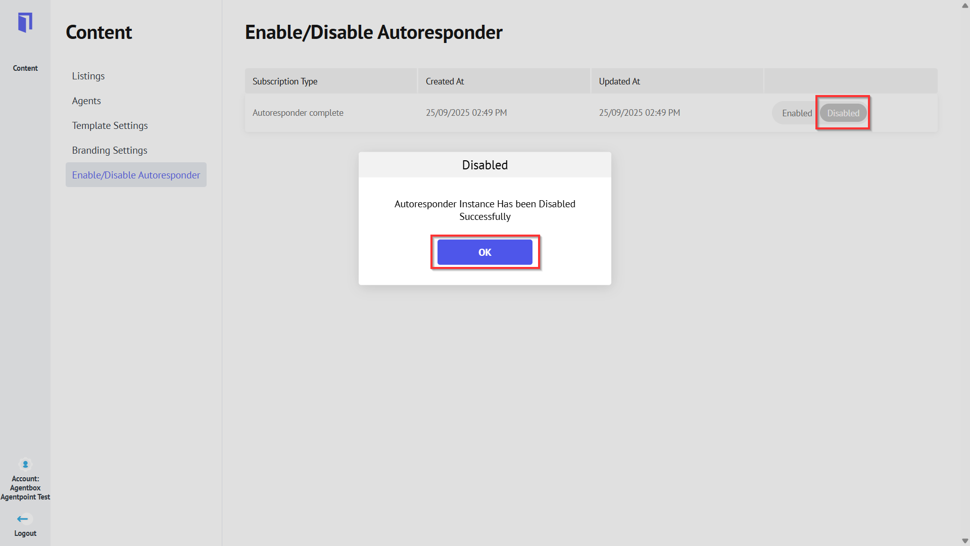 Enable / Disable Autoresponder