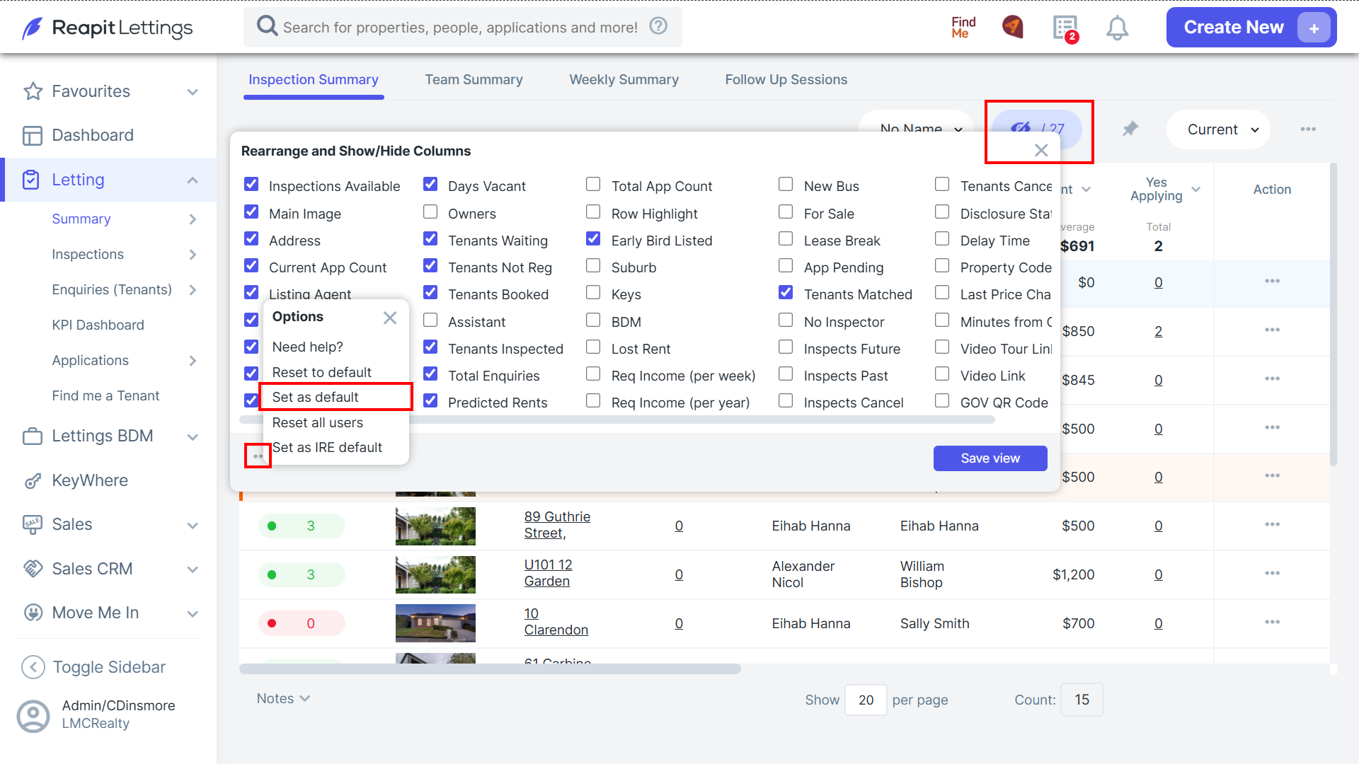 Using The Column Chooser & How to Pin Columns