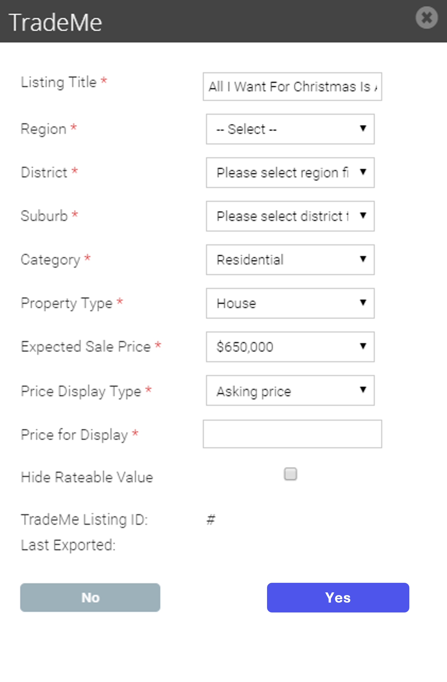 TradeMe - Manage Listings