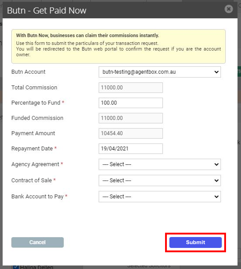 Butn Now - Transaction Request