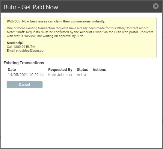Butn Now - Transaction Request