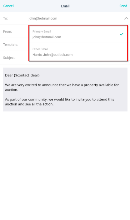 Send Emails/Email Templates in Mobile App