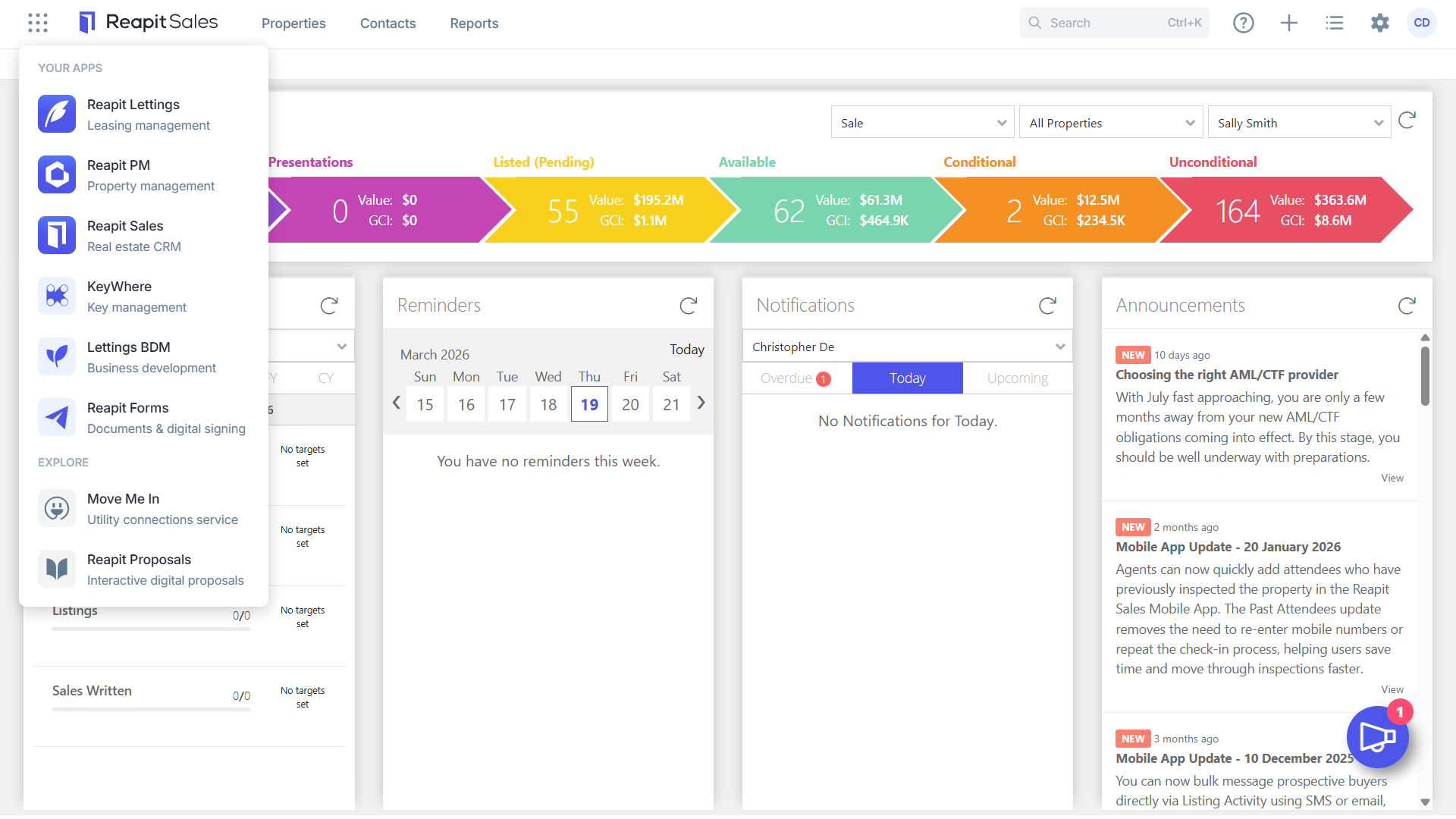 Using the Reapit Sales App Switcher