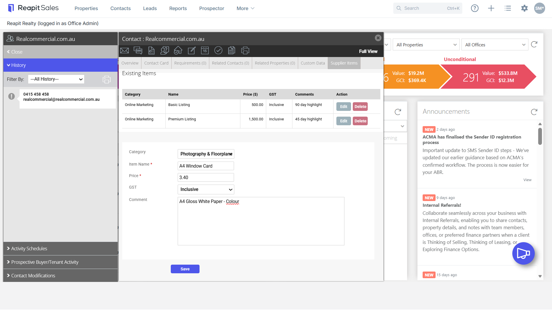 Adding Supplier Items and Expense Categories