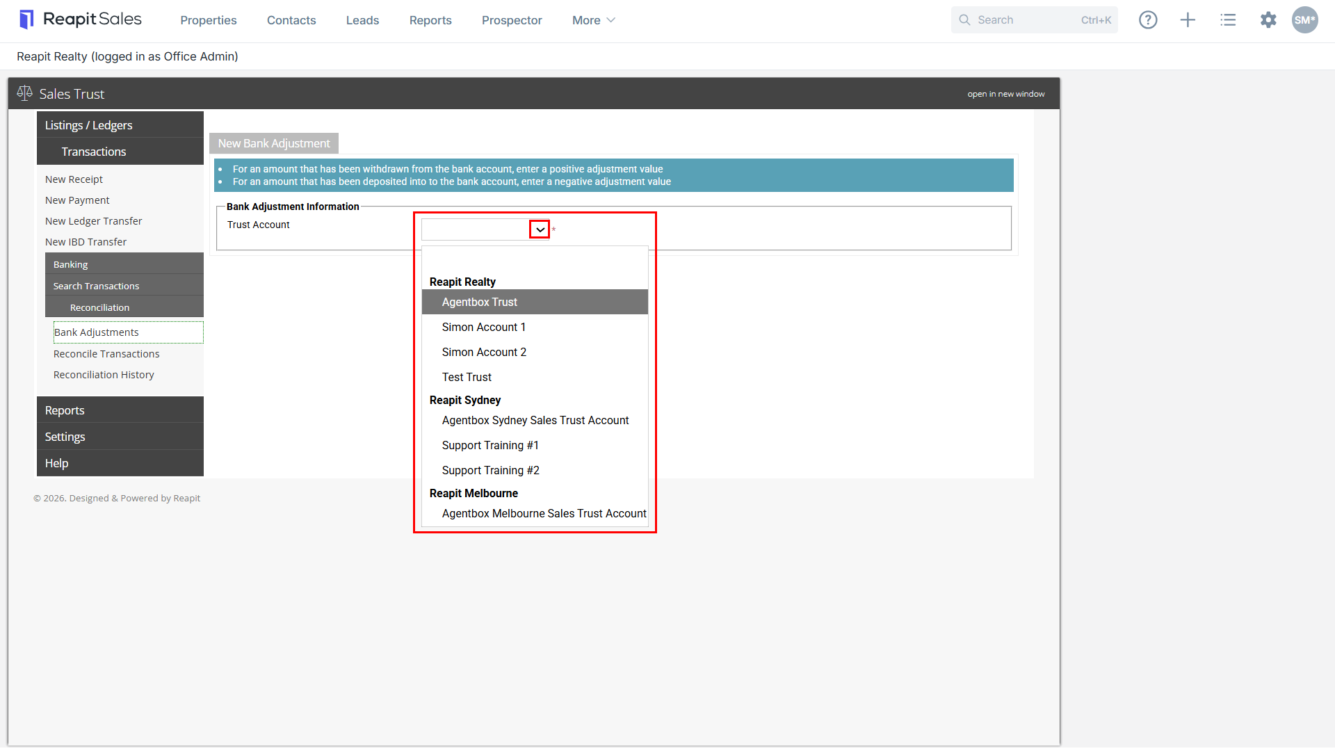 Resolve Bank Adjustments