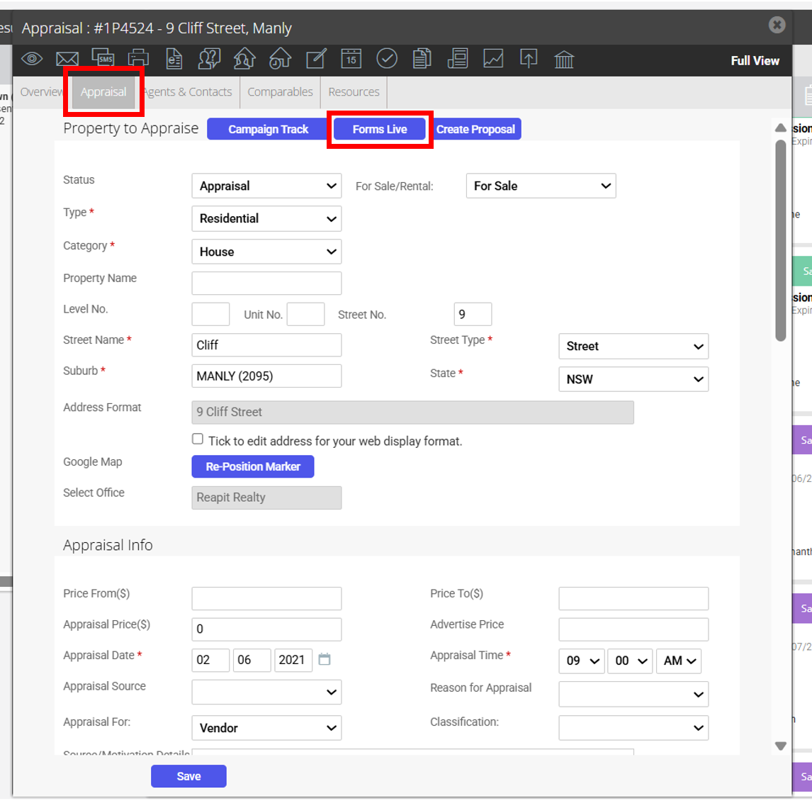 REI Forms Live Integration