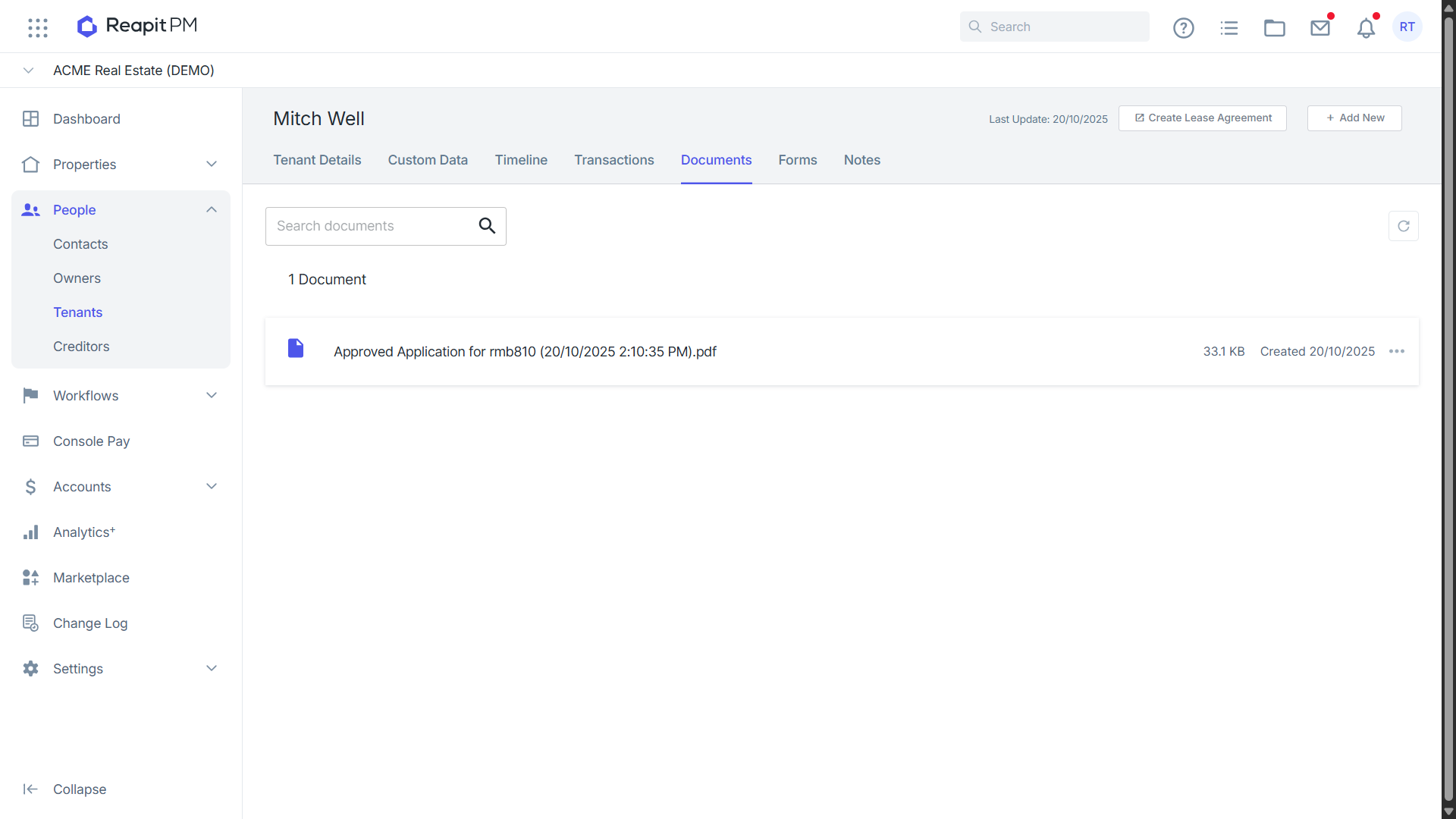 Create a Tenant Agreement using an Approved Application from Reapit ...
