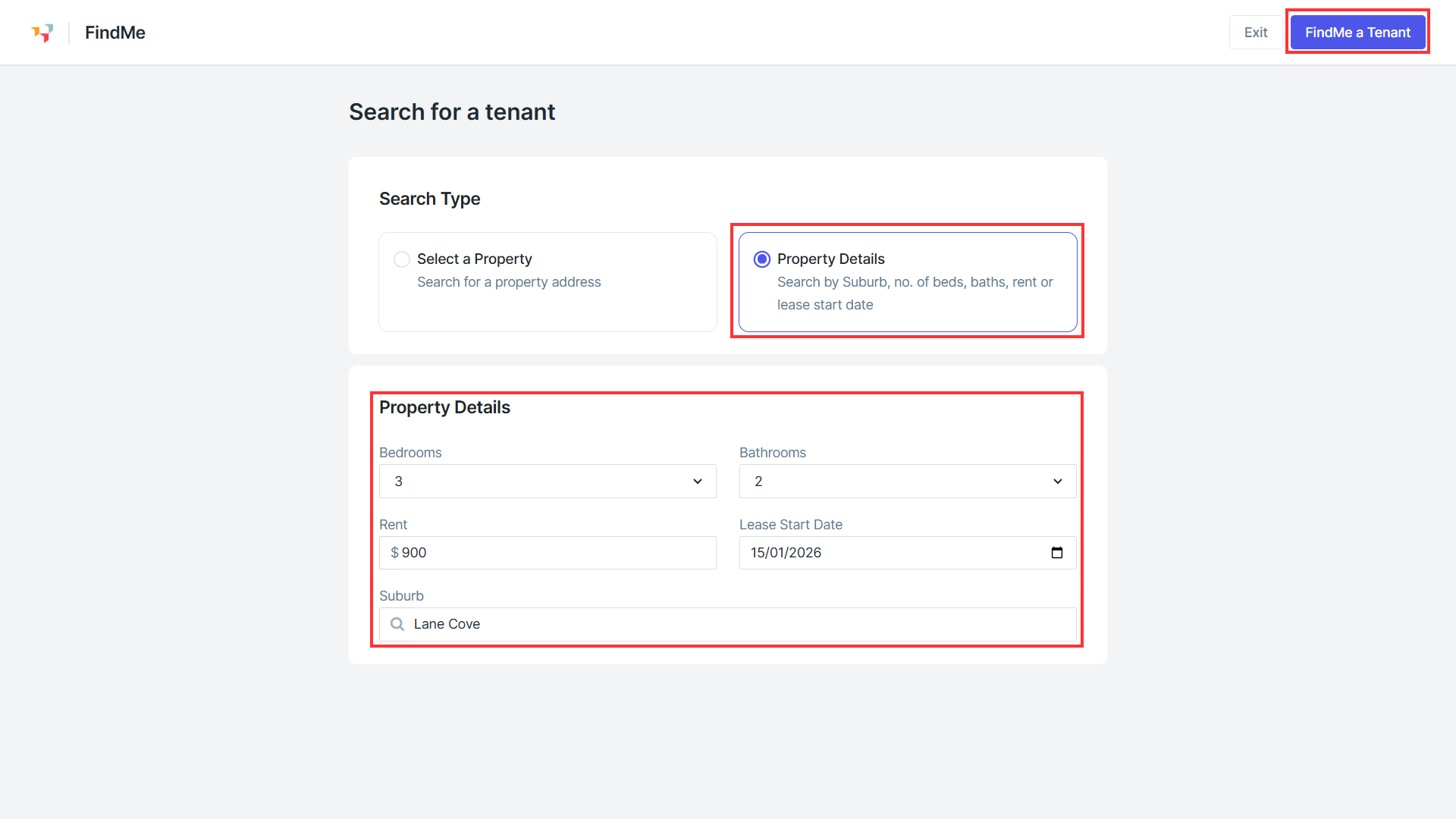 Inviting Tenants using FindMe