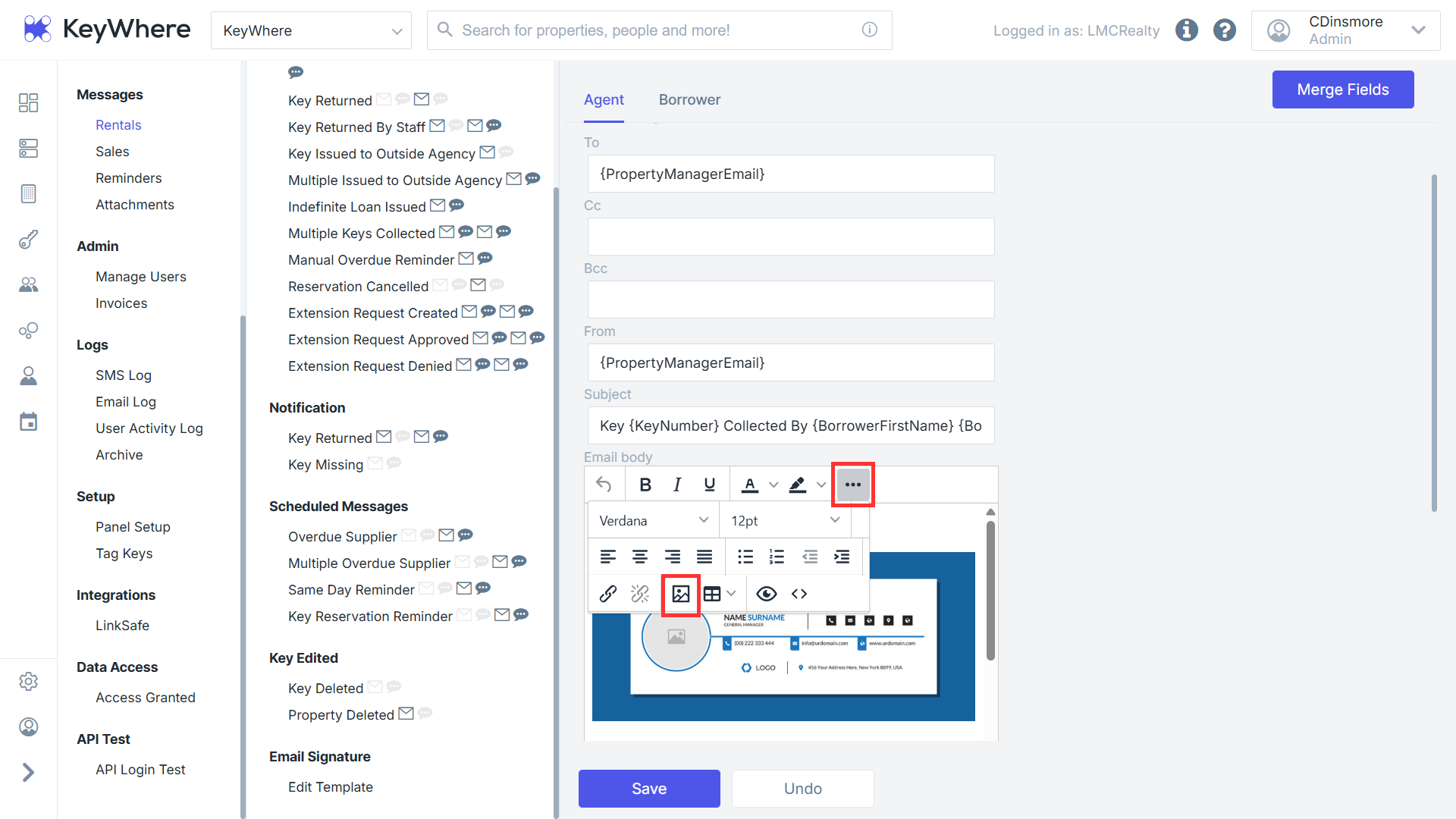 Inserting Images in Message Templates